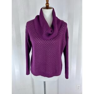 METAPHOR Women’s Sparkling Purple Cowl Neck Loose Knit Sweater Sz M